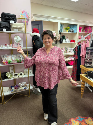 Dear Scarlett Mauve Bell Sleeve Lizzy Top