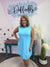 Come Sail Away Sleeveless Ruffle Trim Turquoise Dress