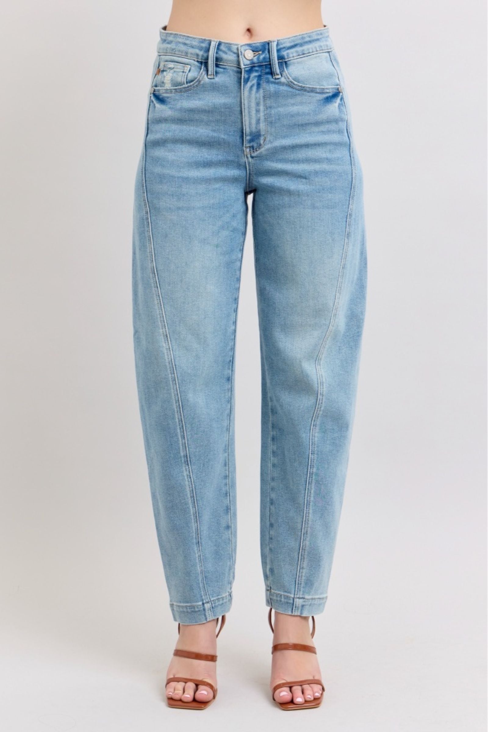 Judy Blue High Waist Side Panel Barrel Leg Jean