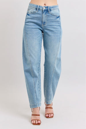 Judy Blue High Waist Side Panel Barrel Leg Jean