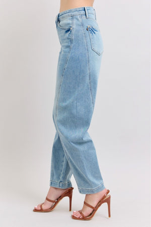 Judy Blue High Waist Side Panel Barrel Leg Jean