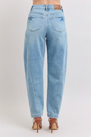 Judy Blue High Waist Side Panel Barrel Leg Jean