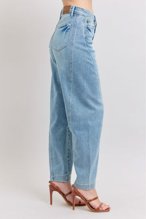 Judy Blue High Waist Side Panel Barrel Leg Jean