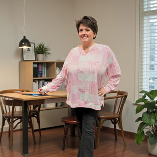 Riley French Terry Pullover Pink Patchwork