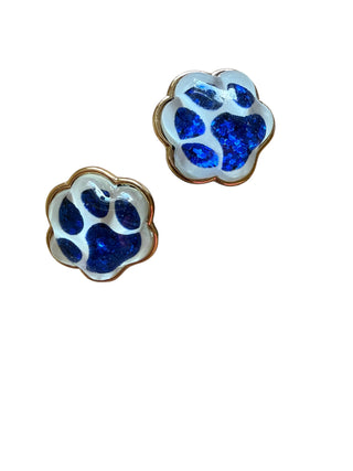 Blue Paw Print Stud