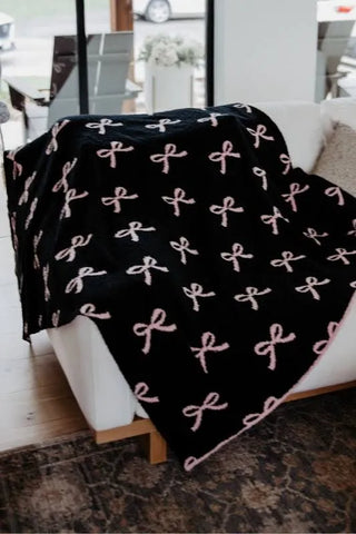 Mini Black Bow Double Sided Oversized Blanket