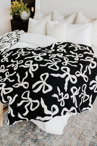 Black & White Bows Double Sided Oversized Throw Blanket