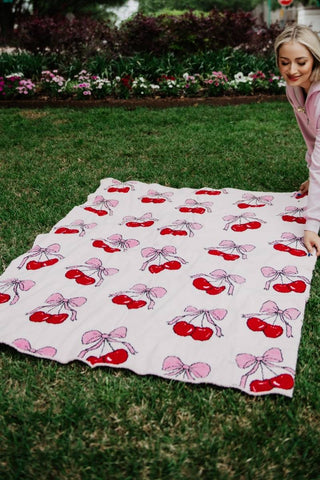 Cherry Bows Oversized Throw Blanket