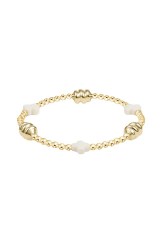 Enewton Admire Gold 3mm Off White Cross Bead Bracelet