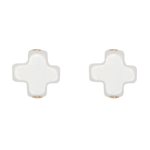 Enewton Signature Cross Stud Off White