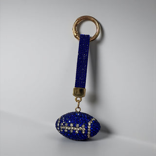 Blue Crystal Football Keychain/Bag Charm
