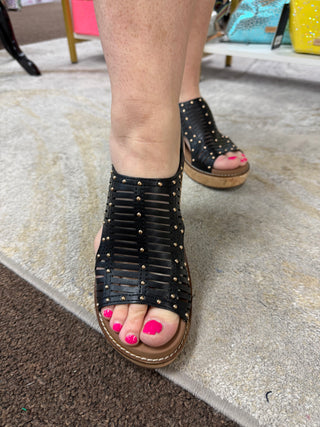 Corkys Can We Go Black Wedge