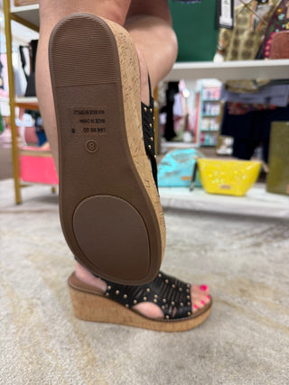 Corkys Can We Go Black Wedge