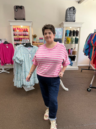 Live Life Pink/Oatmeal Top