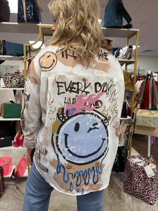Graffiti Button Up Top