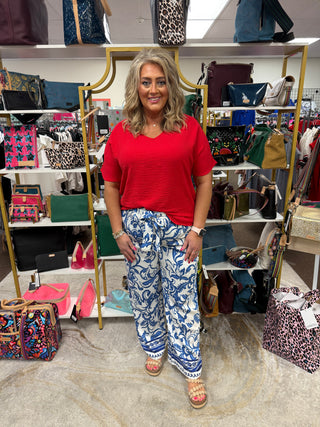 Coastal Bloom Wide Leg Pants