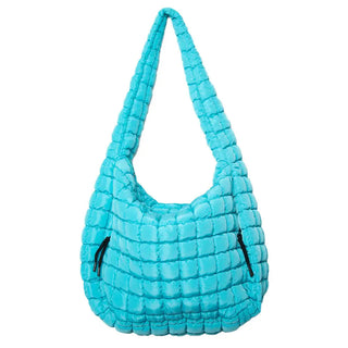 Blue Oversized Quilted Hobo Bag