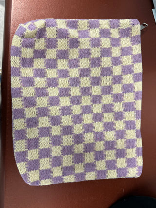 Lavender Checkered Cosmetic Makeup Pouch