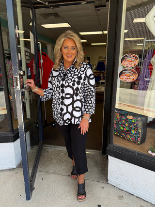 Black/White Chain Print Top