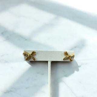 Bow Post & CZ Gold Earring