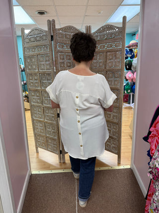 Cream Split Neck Top