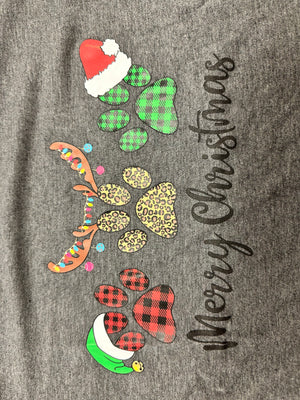 Merry Christmas Paw Print Shirt