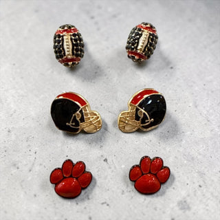Red Black 3pk Gameday Earring