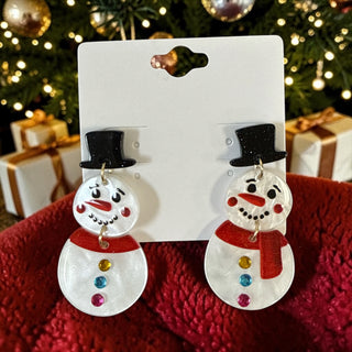 Acrylic Snowman Earring