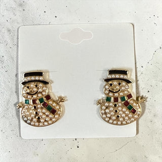 Pearl Beaded Snowman Earring