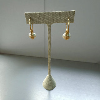 Thin Gold Hoop w/ Pearl Earrings