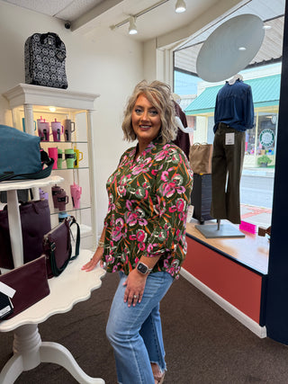Dear Scarlett Liz Lane Top Dark Olive