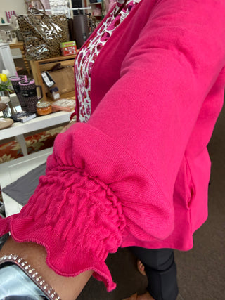 Dear Scarlett Soft Smocked Cardigan Fuchsia