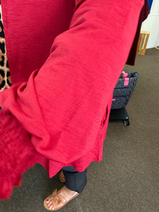 Dear Scarlett Red Gather Cardigan