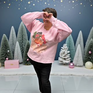 Santa Winking Pink Sweartshirt