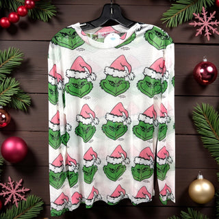 Santa Hat Grinch Mesh Top