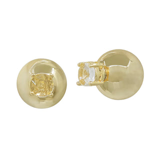 Gold W/ Crystal & Gold Ball Front/Back Stud Earring