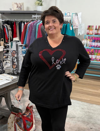 Red Heart Love Paw Top