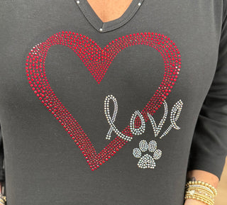 Red Heart Love Paw Top
