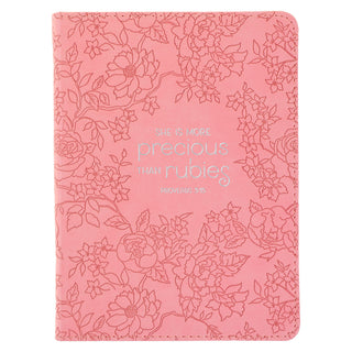 More Precious than Rubies Strawberry Pink Handy-sized Faux Leather Journal - Proverbs 31:26