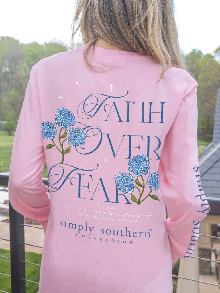 Simply Southern Faith Over Fear Pink LS Tee