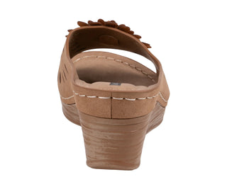 Mayday Tan Floral Wedge Sandals
