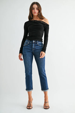 Mica Mid-Rise Straight Crop Jeans