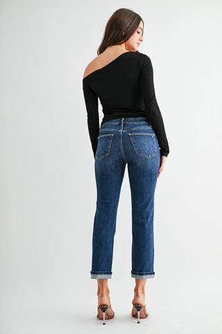 Mica Mid-Rise Straight Crop Jeans