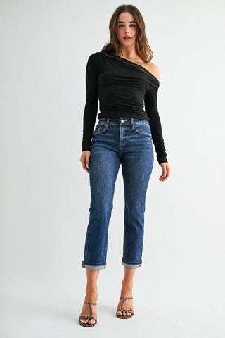 Mica Mid-Rise Straight Crop Jeans