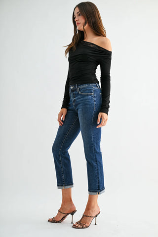 Mica Mid-Rise Straight Crop Jeans