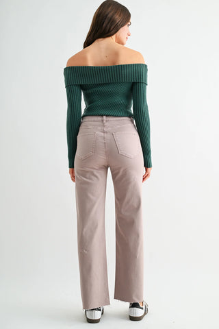 Mica High Rise Wide Leg Ankle Jean - Martini