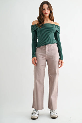 Mica High Rise Wide Leg Ankle Jean - Martini