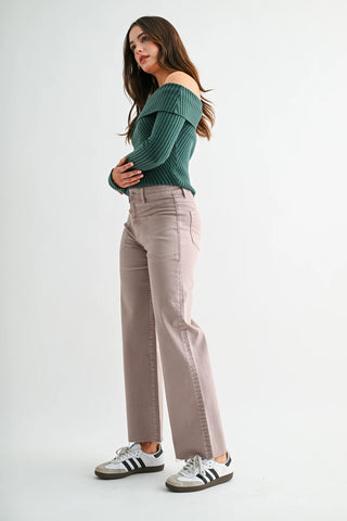 Mica High Rise Wide Leg Ankle Jean - Martini