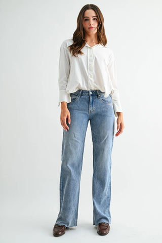 Mica Mid Rise Stripe Jeans