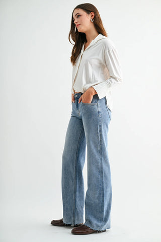 Mica Mid Rise Stripe Jeans